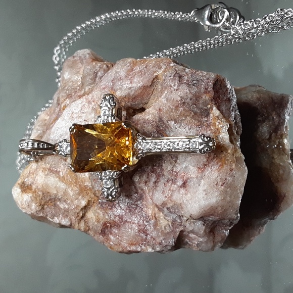 925 Genuine Fire Citrine and Untreated White Zircons.PRICE IS FIRM. - Picture 3 of 17